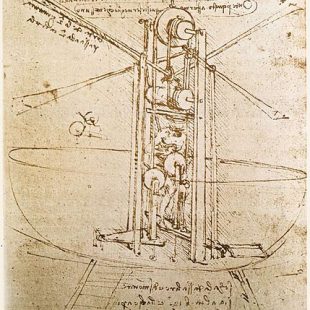 Léonard de Vinci, shéma de machine volante