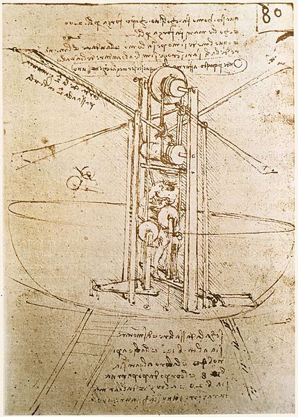 Léonard de Vinci, shéma de machine volante