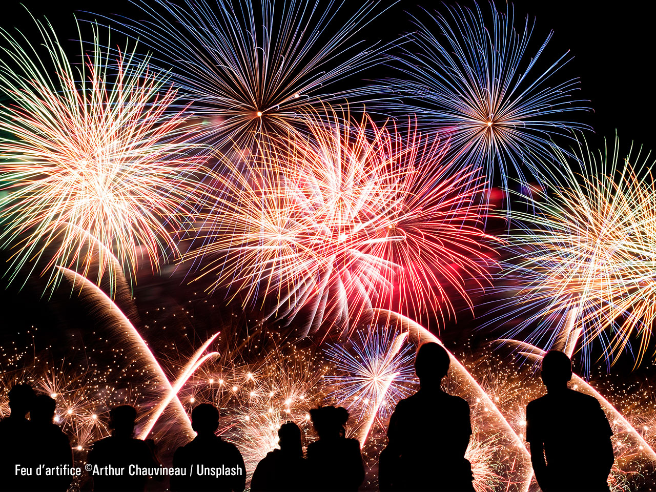 Feu d'artifice à La Palmyre, France.