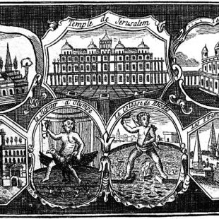 gravure 18e représentant les 7 merveilles du monde