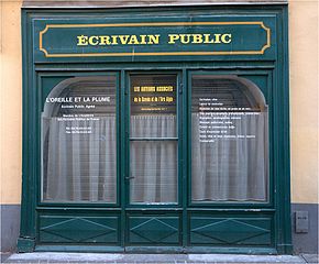 devanture de boutique d'écrivain public