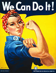 affiche de propagande d'une ouvrière montrant son biceps