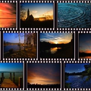 série de pellicules de cinéma qui représentent différents paysages