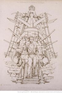 Le bûcheron et ses outils, gravure de Théophile Schuler 