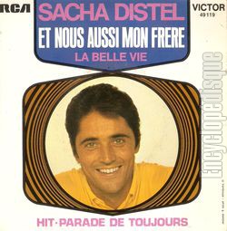 pochette illustrée du disque Et nous aussi mon frère de Sacha Distel par Jean-Claude Trambouze
