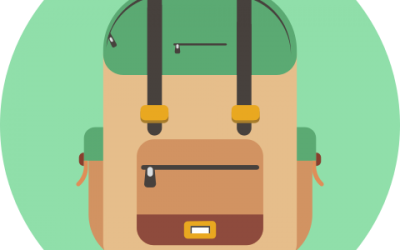 dessin d'un sac-à-dos sur fond vert