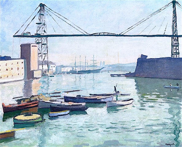 Tableau de Marquet : le pont transbordeur de Marseille, 1918