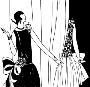 silhouettes en noir et blanc en robes années 30