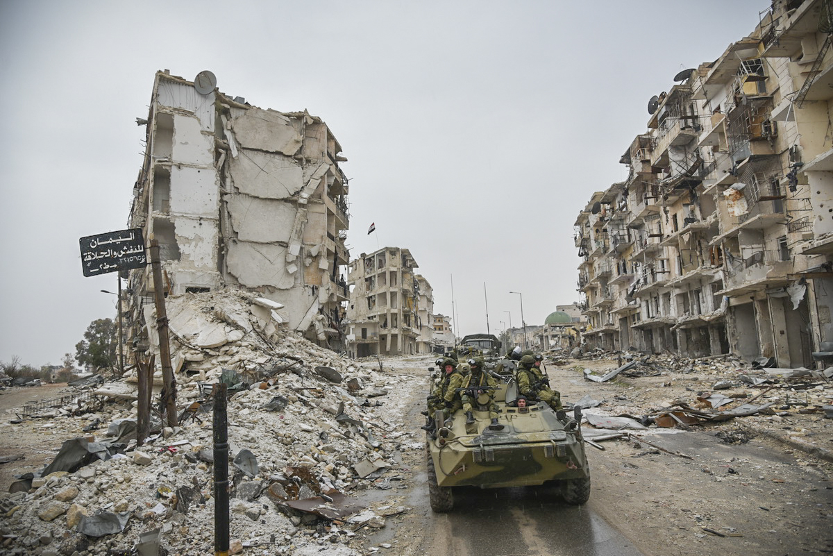 Rue et immeubles en ruines Syrie