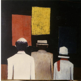 Tableau figuratif 3 hommes de dos d'Ezekiel Baroukh