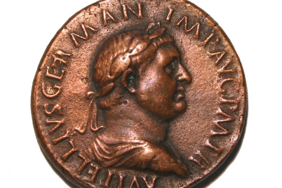 pièce de monnaie romaine de l'Empire Vitellius