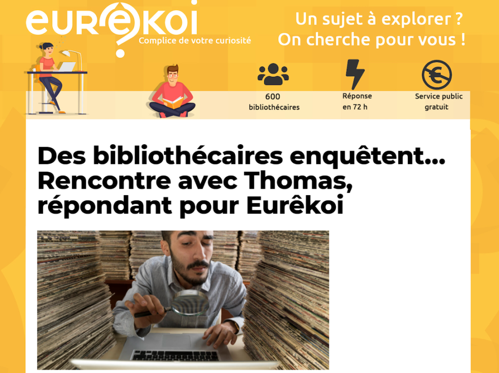 Copie d'écran de l'article-interview de Thomas, répondant Eurêkoi par  le magazine Neon.