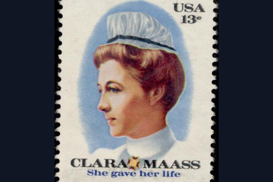Timbre a l'effigie de Clara Mass infirmière américaine
