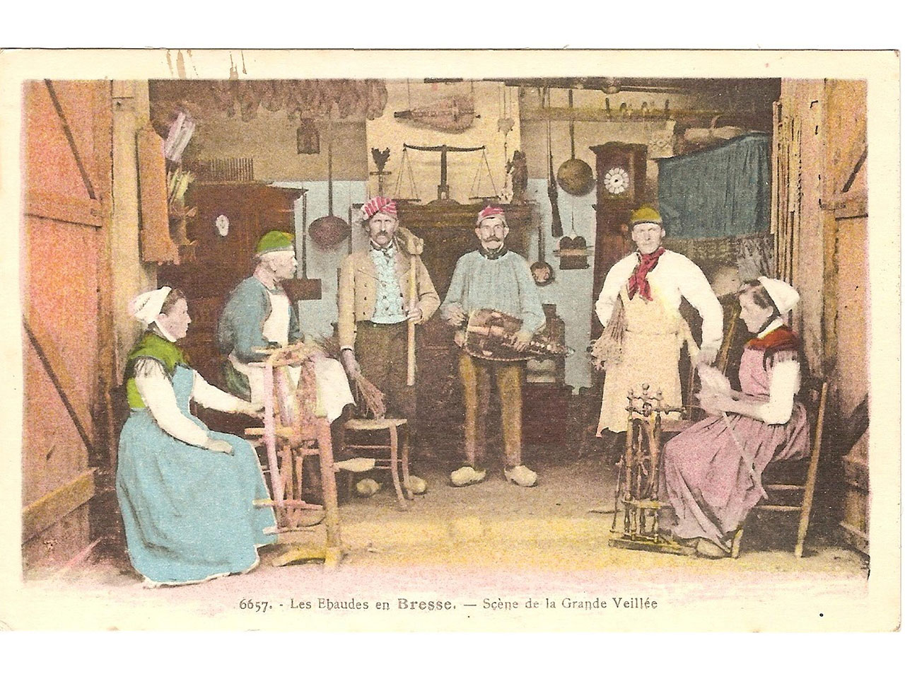 Carte postale ancienne : Les ébaudes en Bresse : la grande veillée - Carte de 1924, déposée par : mahelblonde