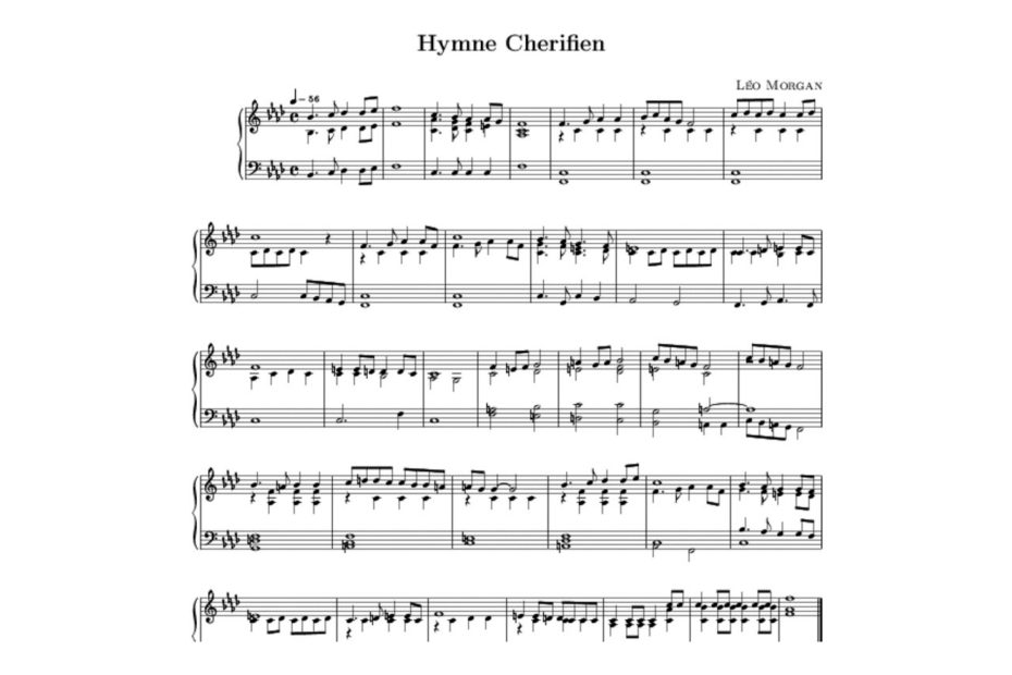 Partition musicale de l'hymne chérifien