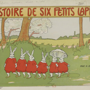 Première de couverture de l'Histoire de six petits lapins par H. Delalain