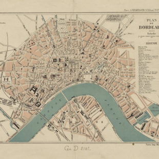 Plan de bordeaux de 1894 indiquant les estey de la Devèze et du Peugue