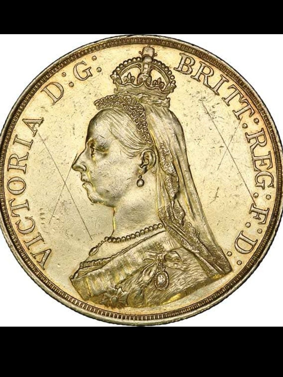 Pièce de 5 livres à l'effigie de la reine Victoria, sur Wikimedia Commons